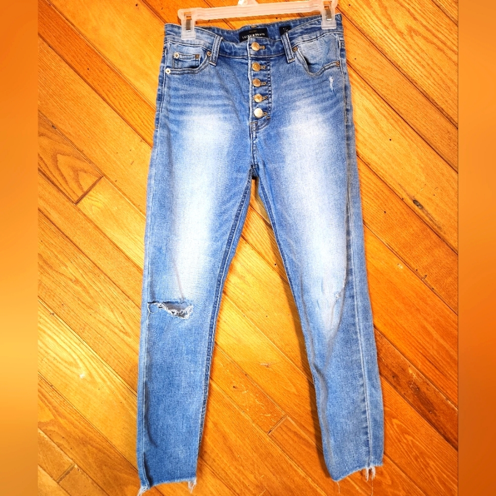 Lucky Brand light blue bridgette skinny distressed ankle jeans size 4